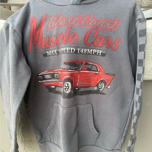 Ford Kids Gray Hoodie with Red Muscle Car Graphic